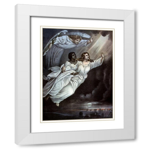 Spirits Flight White Modern Wood Framed Art Print with Double Matting by Currier and Ives