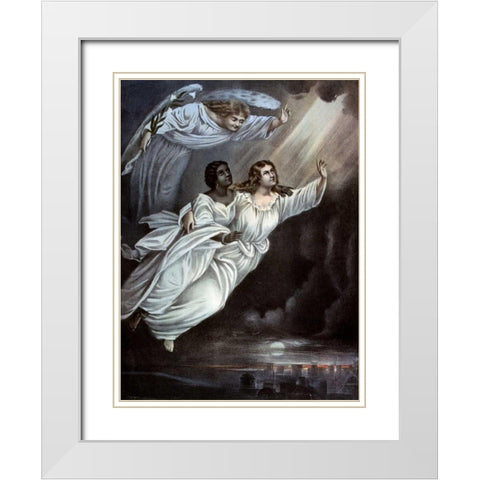 Spirits Flight White Modern Wood Framed Art Print with Double Matting by Currier and Ives
