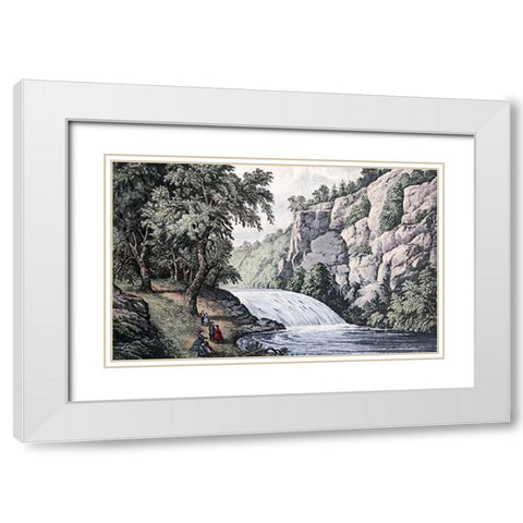 Tallulah Falls, Georgia White Modern Wood Framed Art Print with Double Matting by Ives, Currier and