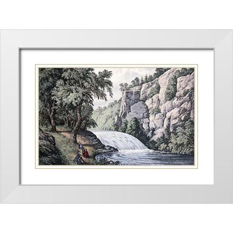 Tallulah Falls, Georgia White Modern Wood Framed Art Print with Double Matting by Ives, Currier and