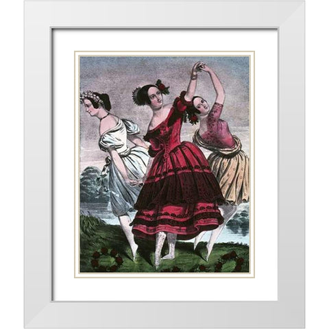 Three Graces White Modern Wood Framed Art Print with Double Matting by Ives, Currier and