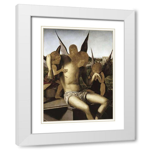 Pieta White Modern Wood Framed Art Print with Double Matting by Da Messina, Antonello
