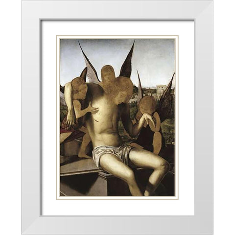 Pieta White Modern Wood Framed Art Print with Double Matting by Da Messina, Antonello