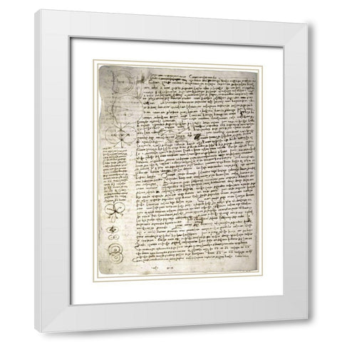 Codex Leicester: Science of Waves White Modern Wood Framed Art Print with Double Matting by Da Vinci, Leonardo