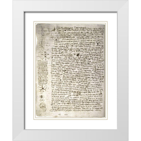 Codex Leicester: Science of Waves White Modern Wood Framed Art Print with Double Matting by Da Vinci, Leonardo