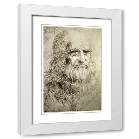 Self-Portrait c1515 White Modern Wood Framed Art Print with Double Matting by Da Vinci, Leonardo
