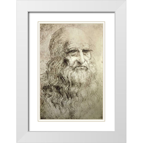Self-Portrait c1515 White Modern Wood Framed Art Print with Double Matting by Da Vinci, Leonardo