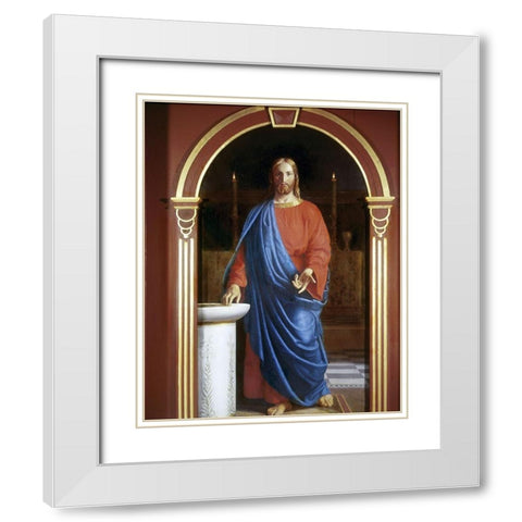 Jesus As High Priest White Modern Wood Framed Art Print with Double Matting by Dalsgaard, Christen