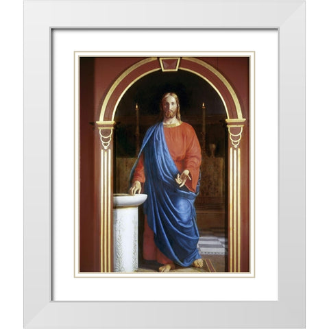 Jesus As High Priest White Modern Wood Framed Art Print with Double Matting by Dalsgaard, Christen