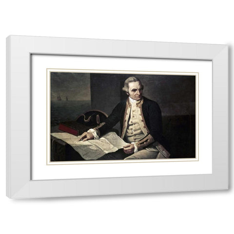 Captain James Cook White Modern Wood Framed Art Print with Double Matting by Dance-Holland, Nathaniel