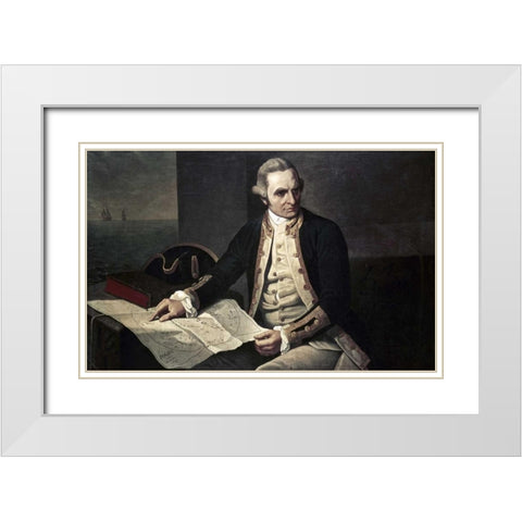 Captain James Cook White Modern Wood Framed Art Print with Double Matting by Dance-Holland, Nathaniel