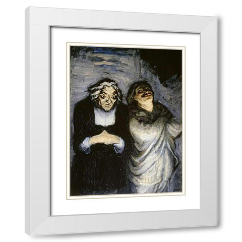 Comedy Stage White Modern Wood Framed Art Print with Double Matting by Daumier, Honore