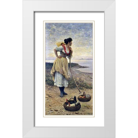 Daydreaming White Modern Wood Framed Art Print with Double Matting by De Blaas, Eugene