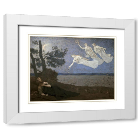 Dream - Le Reve White Modern Wood Framed Art Print with Double Matting by de Chavannes, Pierre Puvis