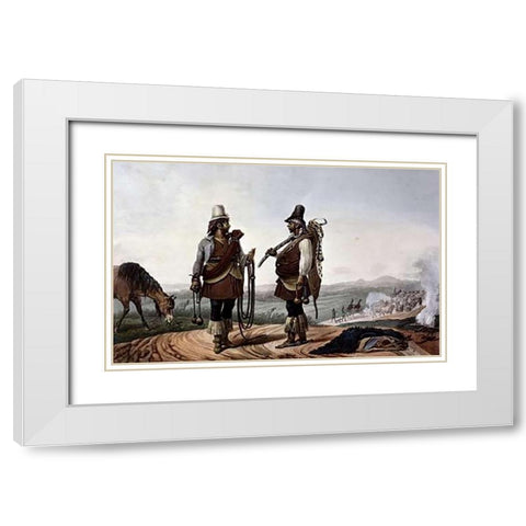 Gauchos, Brazil White Modern Wood Framed Art Print with Double Matting by Debret, Jean Baptiste
