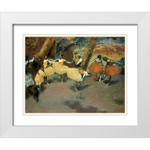 Before the Performance White Modern Wood Framed Art Print with Double Matting by Degas, Edgar