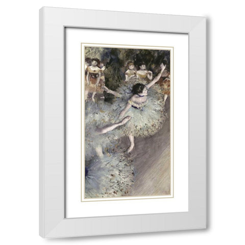 Danseuse Basculant - Danseuse Verte White Modern Wood Framed Art Print with Double Matting by Degas, Edgar