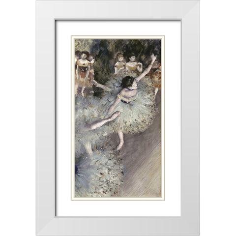 Danseuse Basculant - Danseuse Verte White Modern Wood Framed Art Print with Double Matting by Degas, Edgar