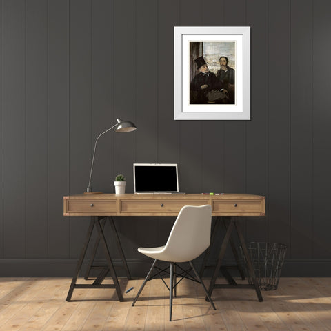 Degas and Evariste De Valernes White Modern Wood Framed Art Print with Double Matting by Degas, Edgar