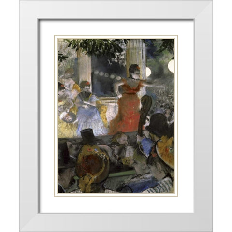 Le Cafe Concert Des Ambassadeurs White Modern Wood Framed Art Print with Double Matting by Degas, Edgar