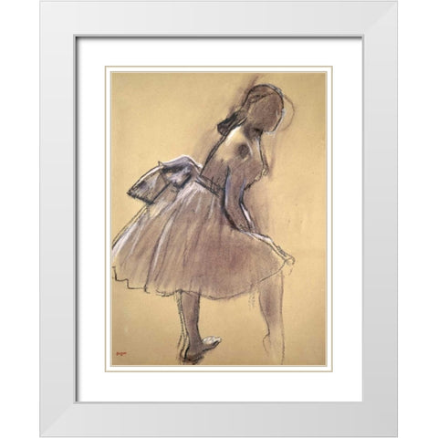 Profile of a Dancer Upright White Modern Wood Framed Art Print with Double Matting by Degas, Edgar