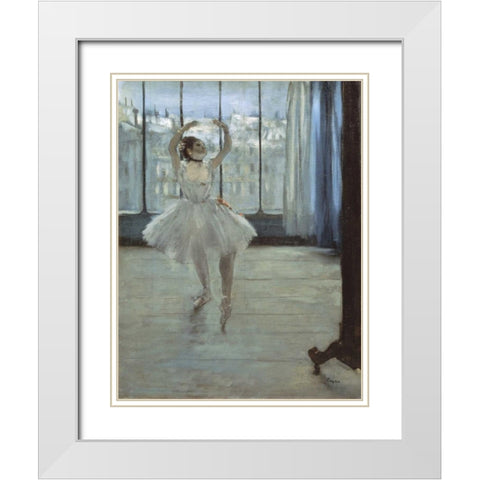 The Dancer at the Studio White Modern Wood Framed Art Print with Double Matting by Degas, Edgar