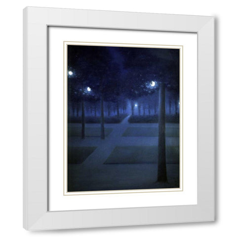 Night In The Park Royal, Brussels White Modern Wood Framed Art Print with Double Matting by De Nuncques, William Degouve