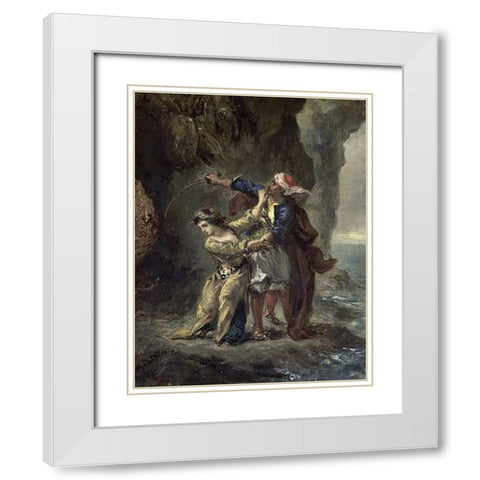 La Fiancee DAbydos White Modern Wood Framed Art Print with Double Matting by Delacroix, Eugene