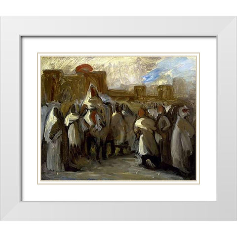 Le Sultan Abel El Rahman White Modern Wood Framed Art Print with Double Matting by Delacroix, Eugene