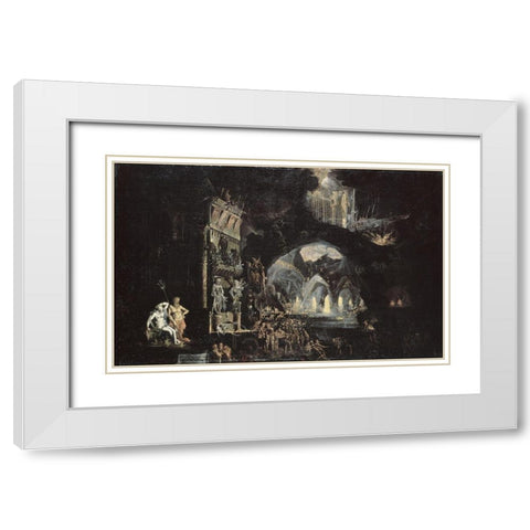 Underworlds Les Enfers White Modern Wood Framed Art Print with Double Matting by Desiderio, Monsu