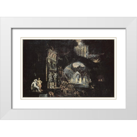 Underworlds Les Enfers White Modern Wood Framed Art Print with Double Matting by Desiderio, Monsu