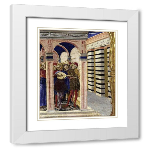 Stories of The Virgin - Predella Detail White Modern Wood Framed Art Print with Double Matting by Di Giovanni, Benvenuto