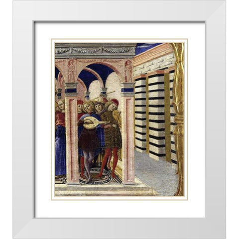 Stories of The Virgin - Predella Detail White Modern Wood Framed Art Print with Double Matting by Di Giovanni, Benvenuto