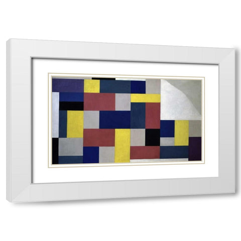 Composition White Modern Wood Framed Art Print with Double Matting by Van Doesburg, Theo