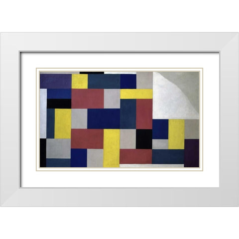 Composition White Modern Wood Framed Art Print with Double Matting by Van Doesburg, Theo