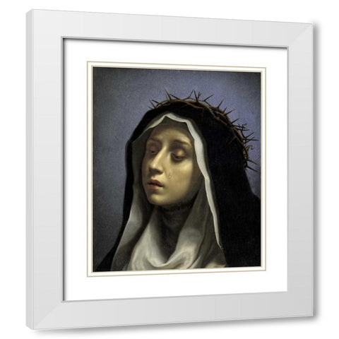 Saint Catherine of Siena White Modern Wood Framed Art Print with Double Matting by Dolci, Carlo