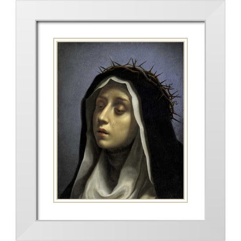 Saint Catherine of Siena White Modern Wood Framed Art Print with Double Matting by Dolci, Carlo