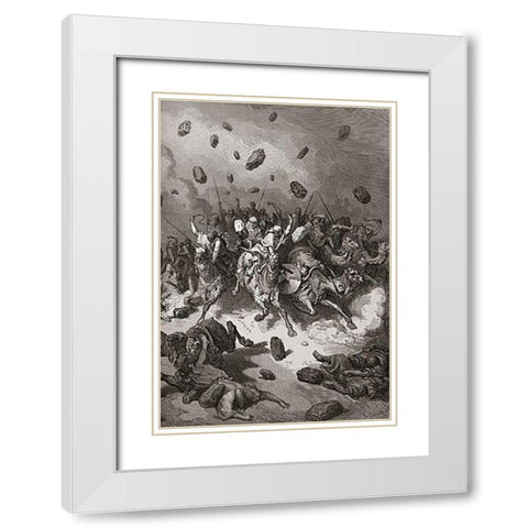 Flight of The Canaanites White Modern Wood Framed Art Print with Double Matting by Dore, Gustave