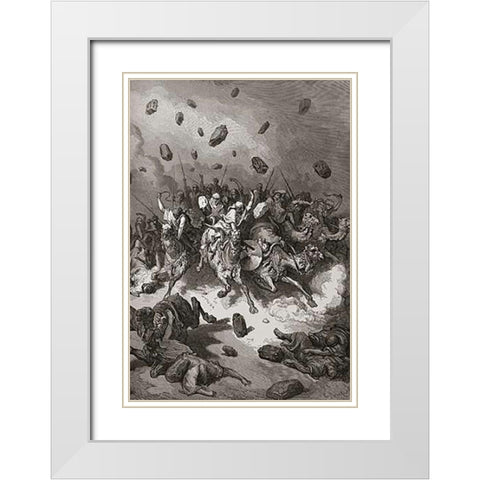 Flight of The Canaanites White Modern Wood Framed Art Print with Double Matting by Dore, Gustave