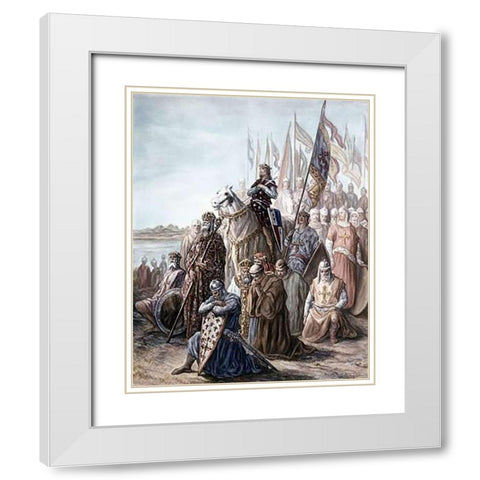 St. Louis Before Damietta, Egypt - 6th Crusade White Modern Wood Framed Art Print with Double Matting by Dore, Gustave
