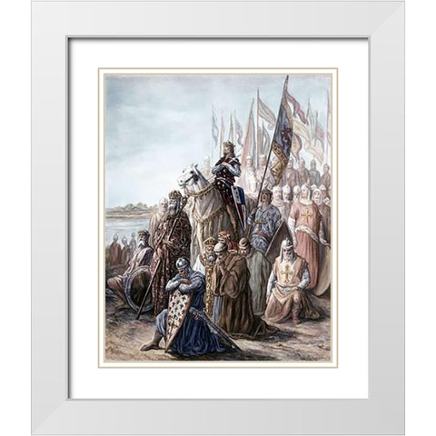 St. Louis Before Damietta, Egypt - 6th Crusade White Modern Wood Framed Art Print with Double Matting by Dore, Gustave