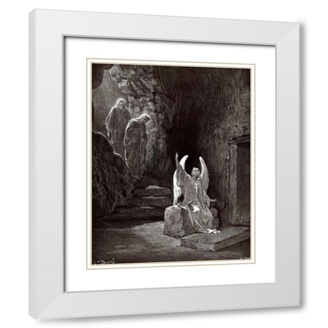 The Angel Seated Upon the Stone White Modern Wood Framed Art Print with Double Matting by Dore, Gustave