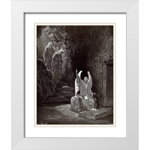 The Angel Seated Upon the Stone White Modern Wood Framed Art Print with Double Matting by Dore, Gustave