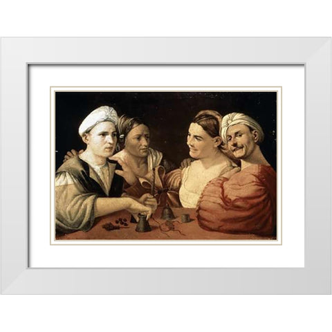 Magicians White Modern Wood Framed Art Print with Double Matting by Dossi, Dosso