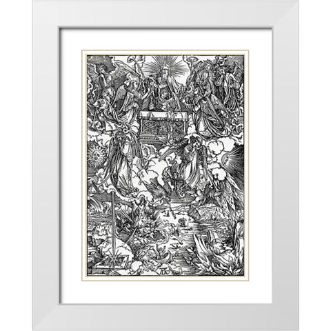 Last Judgment White Modern Wood Framed Art Print with Double Matting by Durer, Albrecht