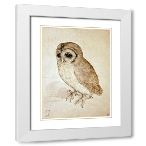 Screech Owl White Modern Wood Framed Art Print with Double Matting by Durer, Albrecht