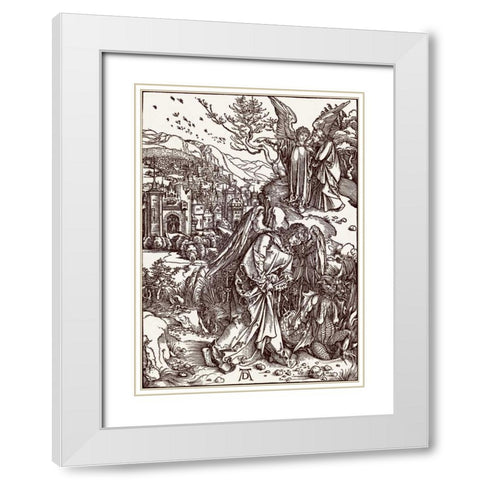The New Jerusalem and the Bottomless Pit White Modern Wood Framed Art Print with Double Matting by Durer, Albrecht