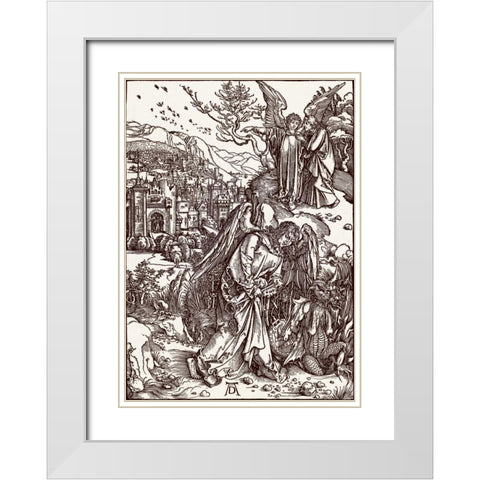 The New Jerusalem and the Bottomless Pit White Modern Wood Framed Art Print with Double Matting by Durer, Albrecht