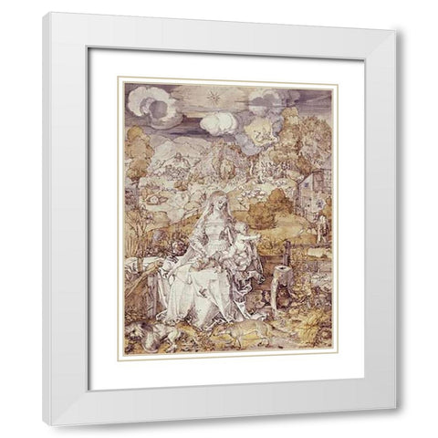 The Virgin with Animals White Modern Wood Framed Art Print with Double Matting by Durer, Albrecht