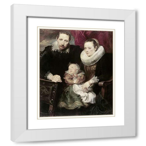 A Family Group White Modern Wood Framed Art Print with Double Matting by Van Dyck, Anthony